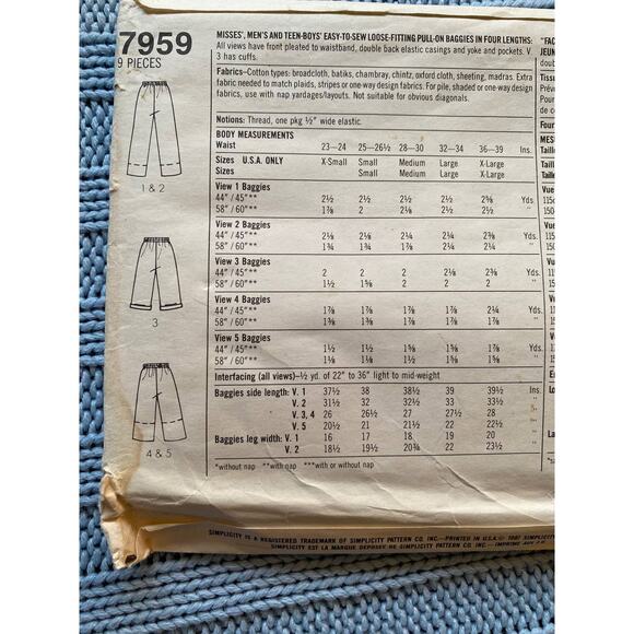 Simplicity 7959 short culottes pant pattern sz M - Picture 4 of 5